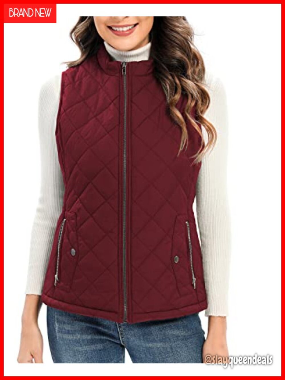 Quilted Puffer Vest with 4 Pockets Lightweight Sleeveless Gilet